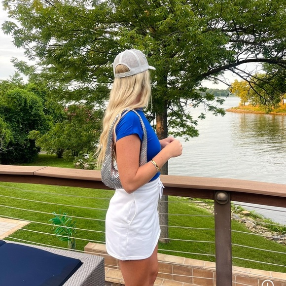 Love Streak White Drawstring Sweatshirt Like Fleece Skirt Pockets Summer Coverup - Picture 9 of 9